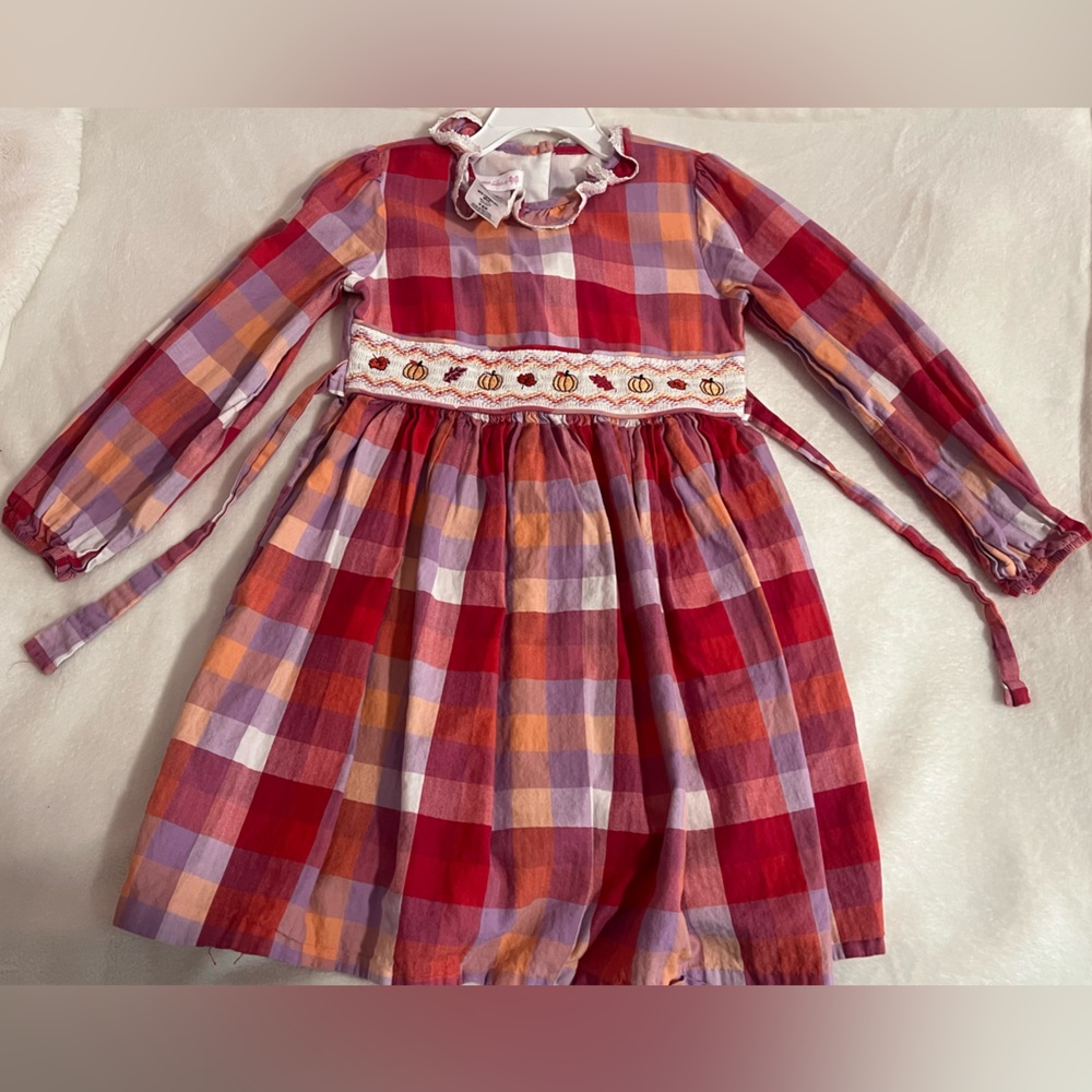 Girls Bonnie Jean Plaid Dress Pumpkin Spice 6X